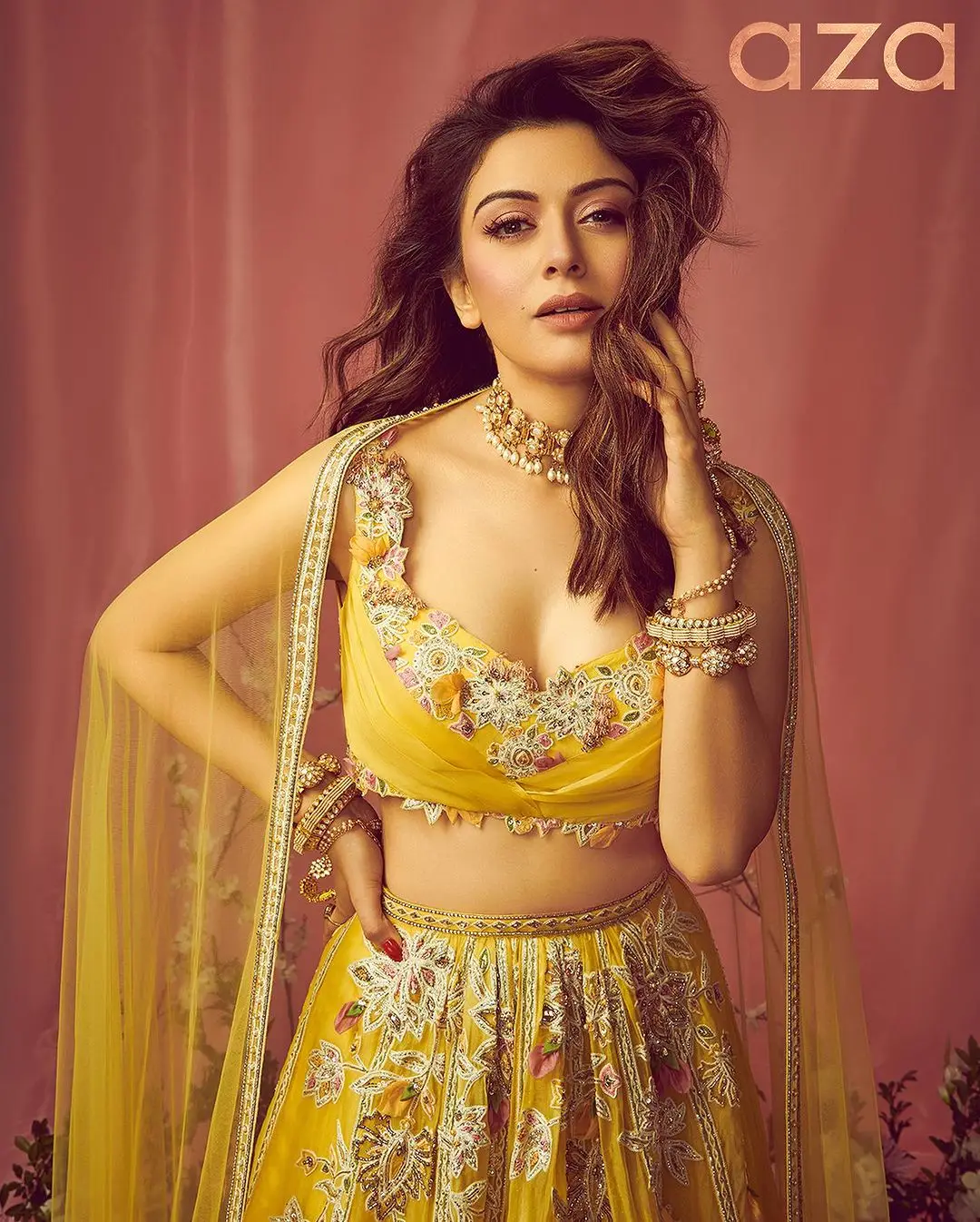 INDIAN GIRL HANSIKA MOTWANI PHOTOSHOOT IN LEMON YELLOW LEHENGA CHOLI